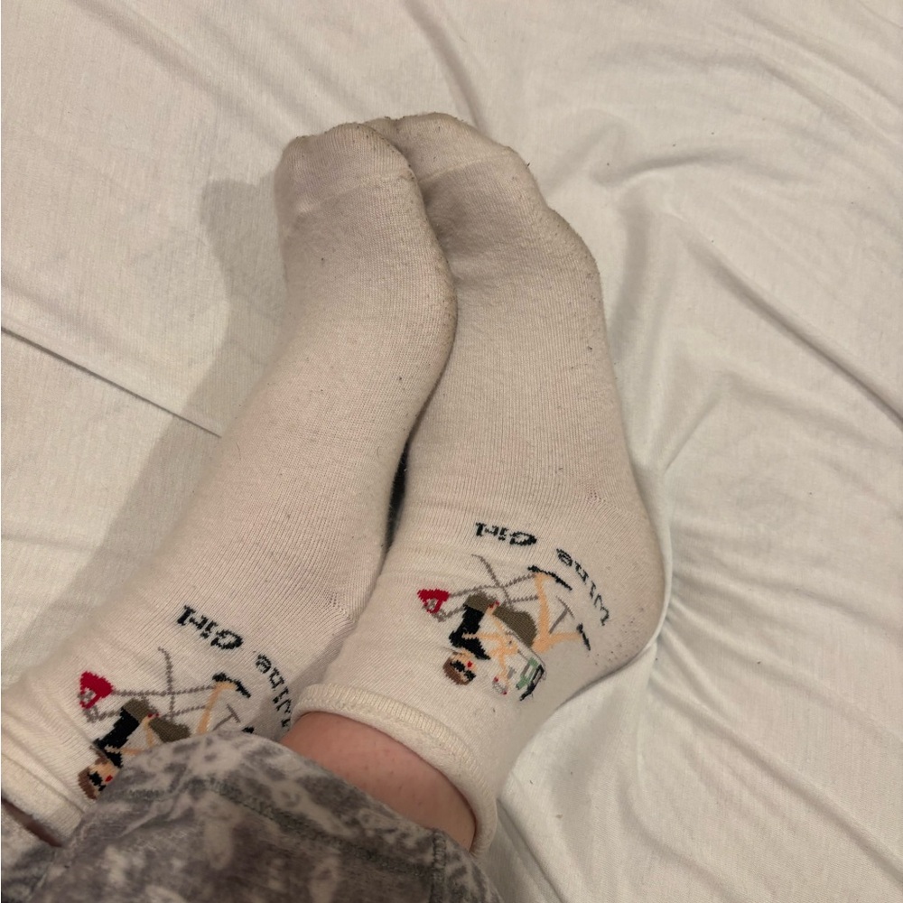 Worn used white socks
